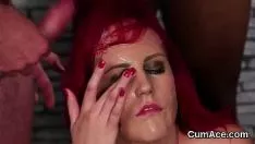Play Wily mantrap gets cumstroke on her front guzzling all the jizm